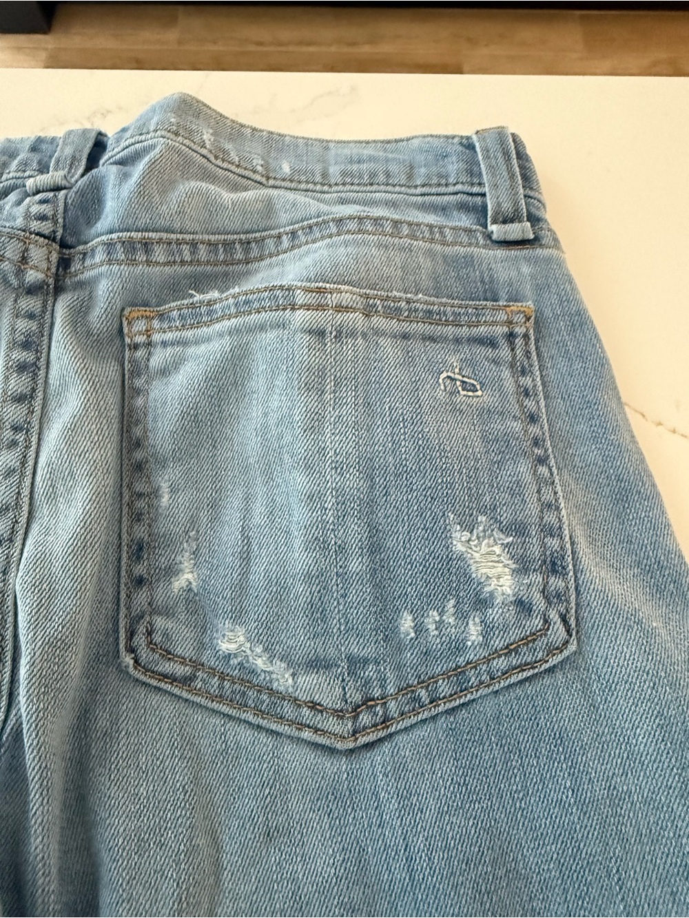Rag & Bone Distressed Flare Jeans Light Wash Raw Hem Bell Bottom Denim - Picture 6 of 6